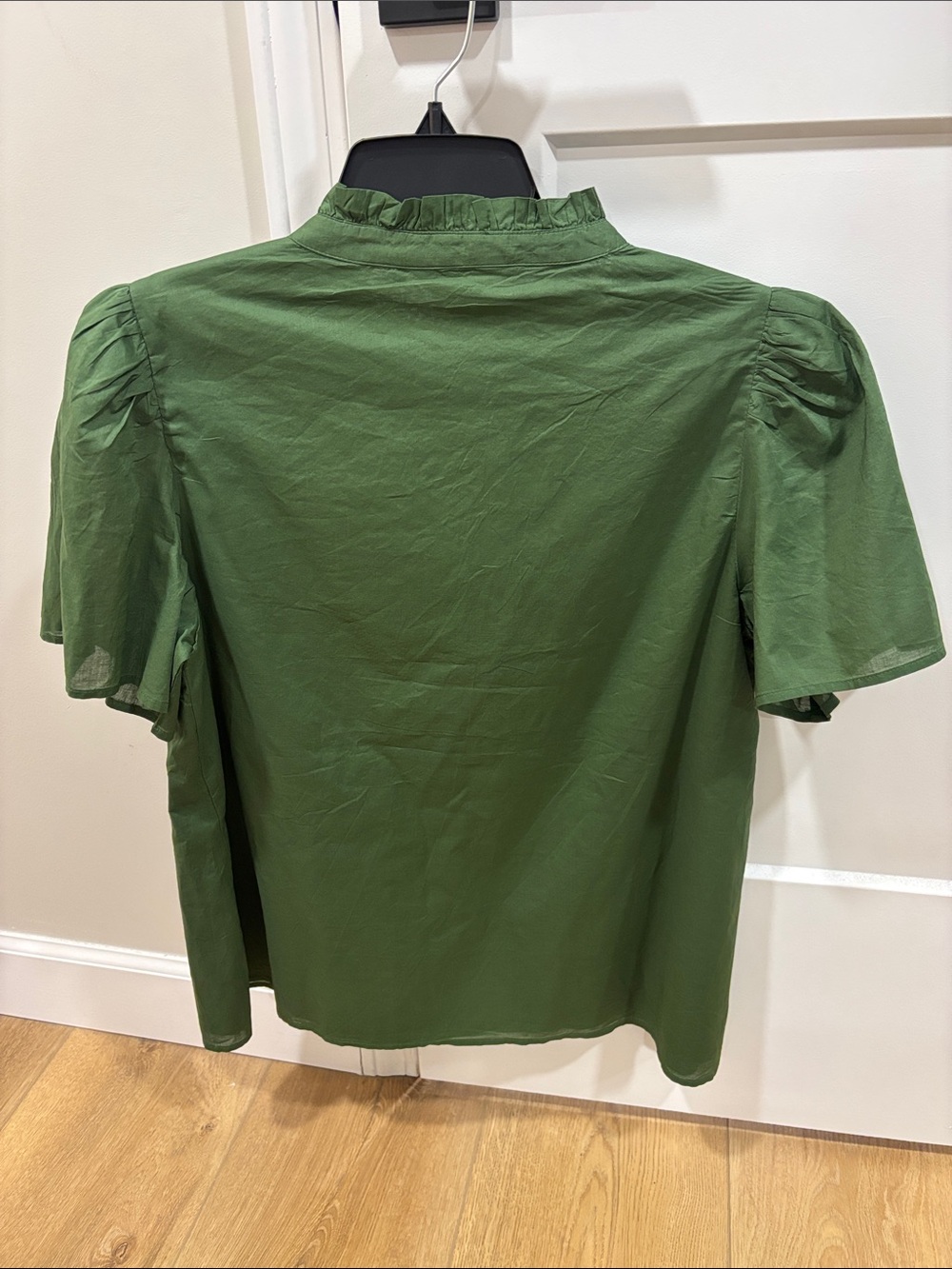Crown & Ivy Green Short Sleeve Ruffle Neck Blouse - Picture 3 of 4